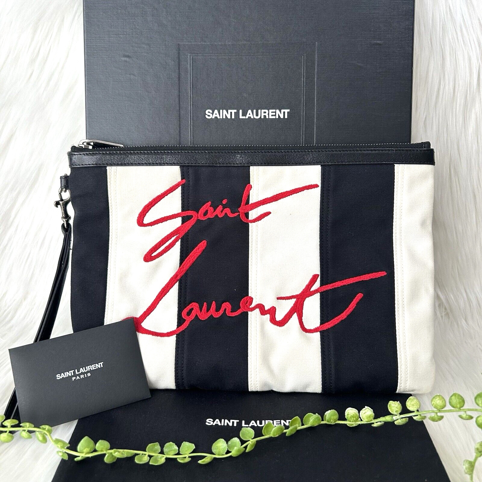 SAINT LAURENT Clutch Second Bag Canvas w/box