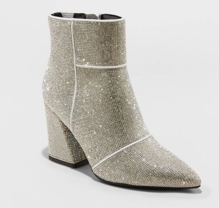 Women’s A New Day Stunning Cailin Silver Rhinestone Ankle Boots 5.5 Retail $50