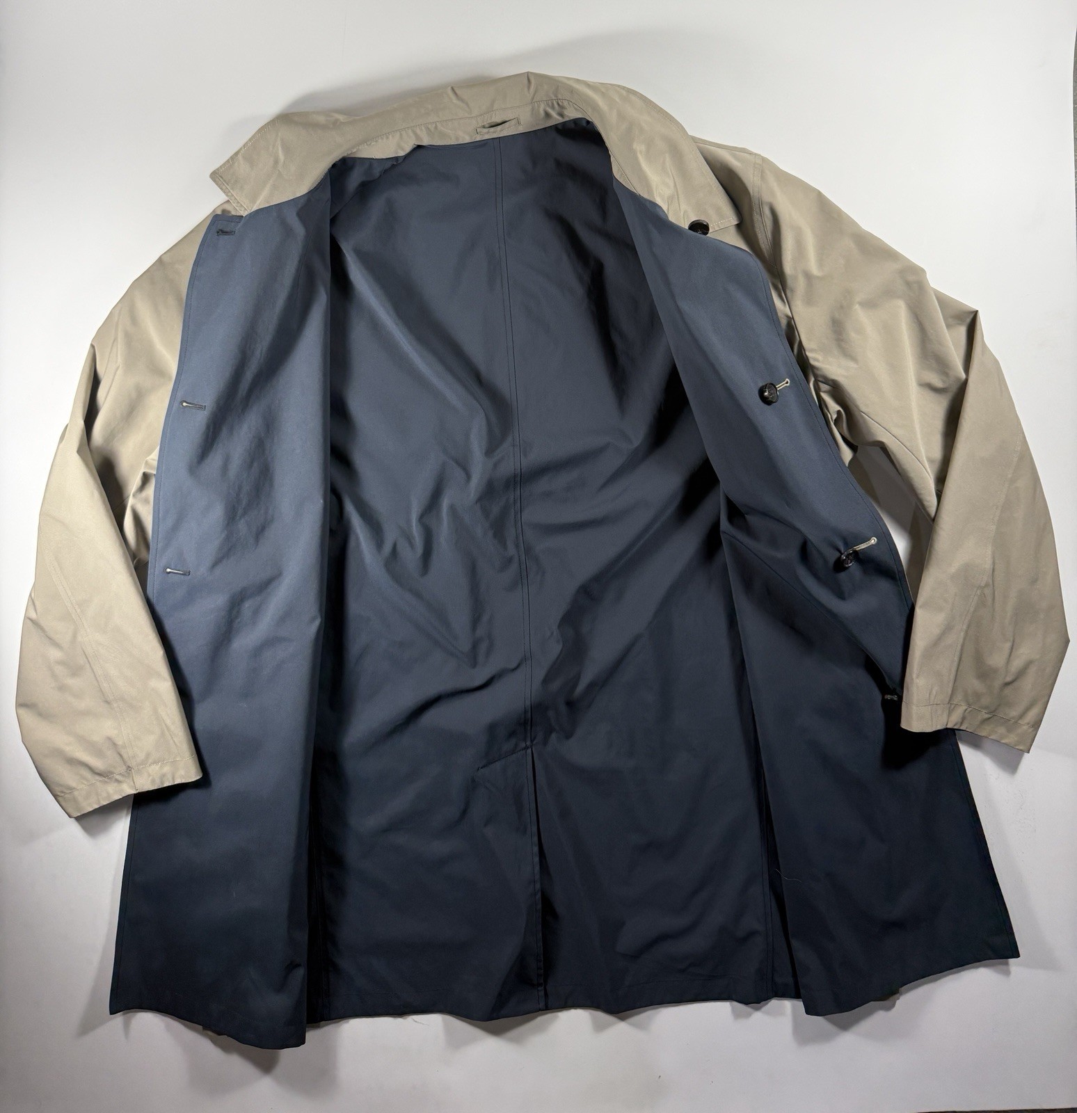 Brooks Brothers Reversible Raincoat Jacket Blue / Tan (Khaki) Men’s XXL 93986