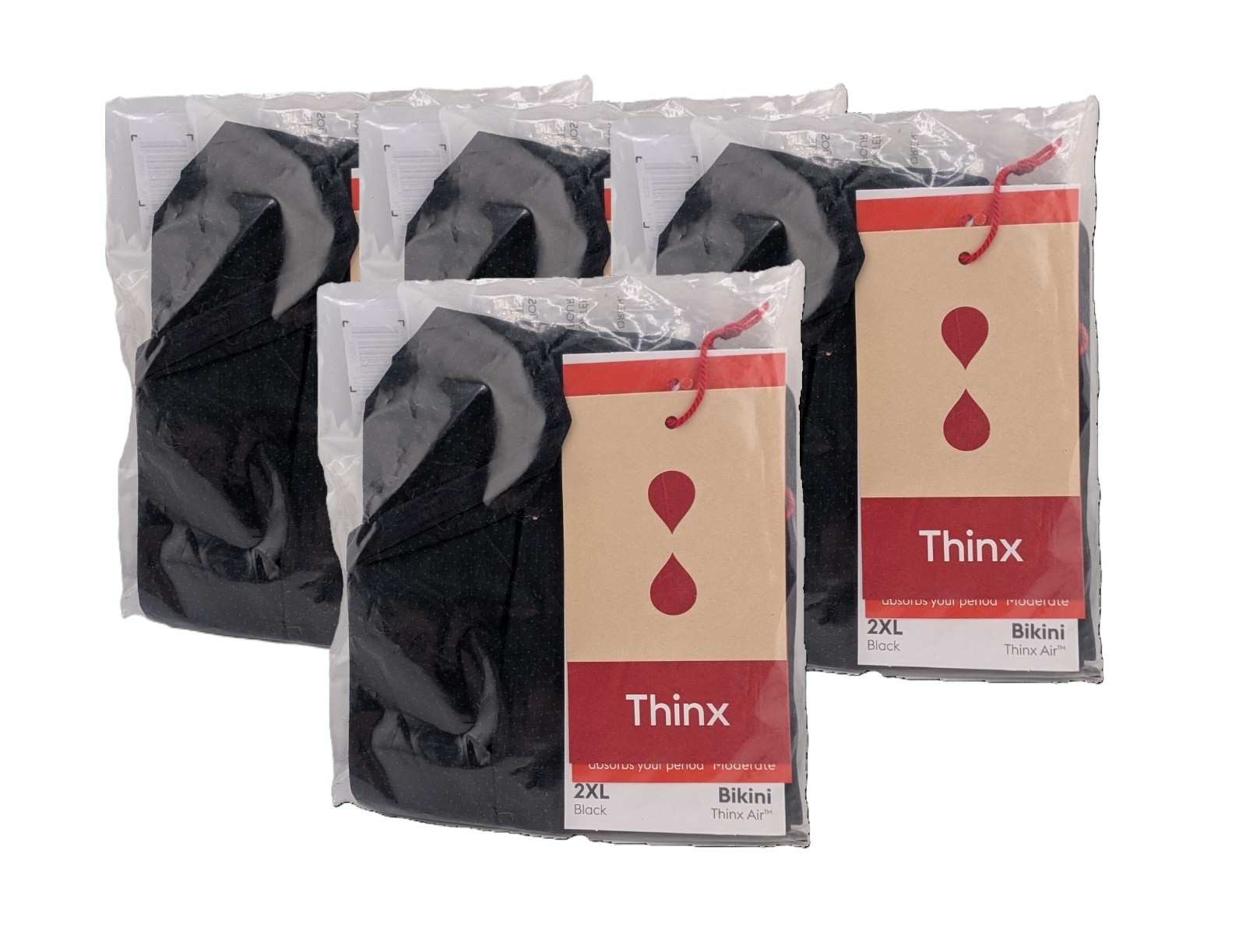 NEW Thinx Air 4-PACK Black Bikini Period Panties Underwear 2XL Moderate