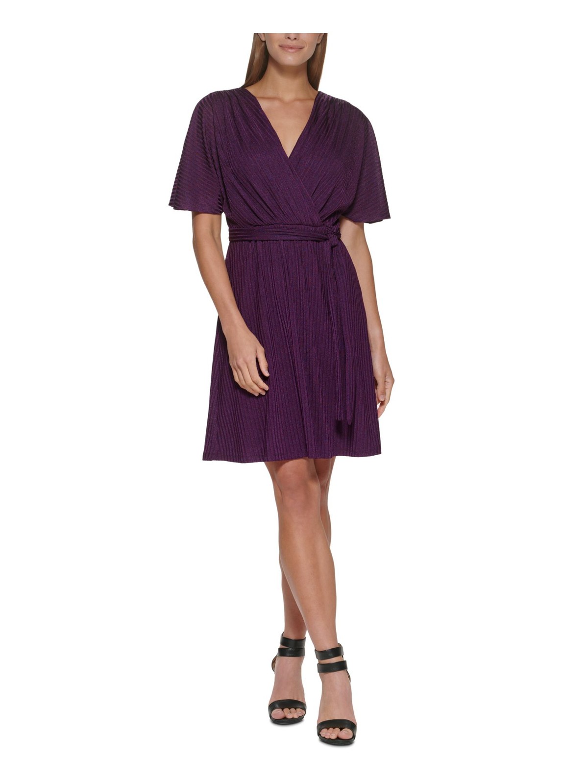 DKNY Womens Purple Short Sleeve Above The Knee Wear To Work Sheath Dress 6