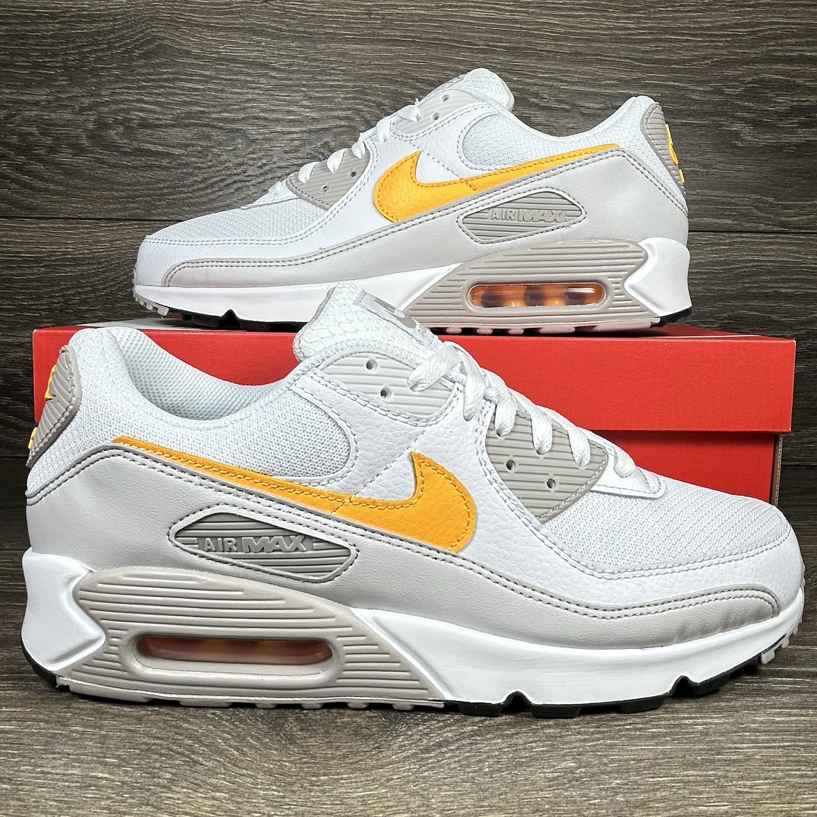 Nike Men’s Air Max 90 Laser Orange White Athletic Casual Shoes Sneakers Trainers