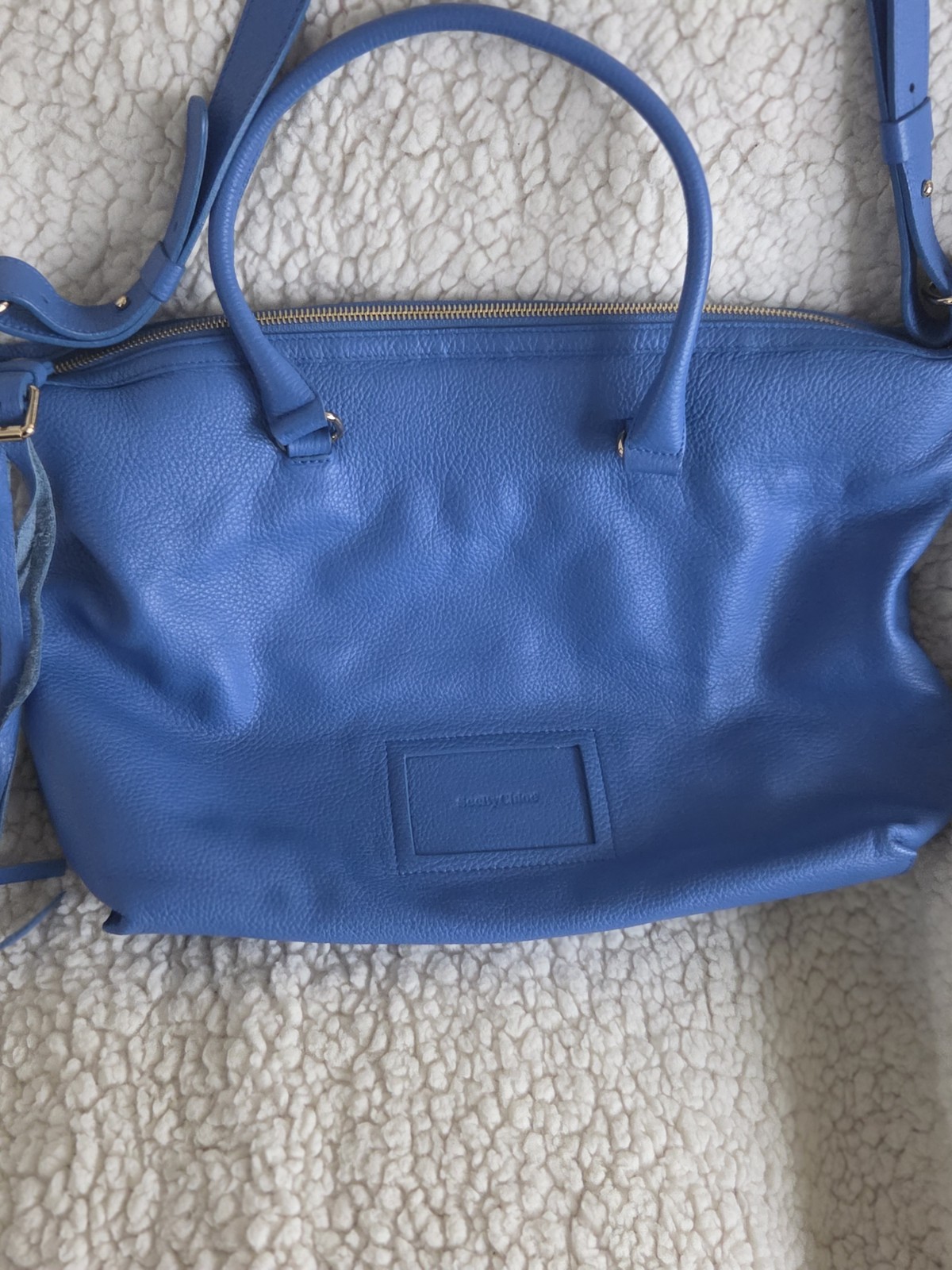 See by Chloé Blue Medium Satchel Top Handle Gold Hardware Adj Strap Zip Dust Bag