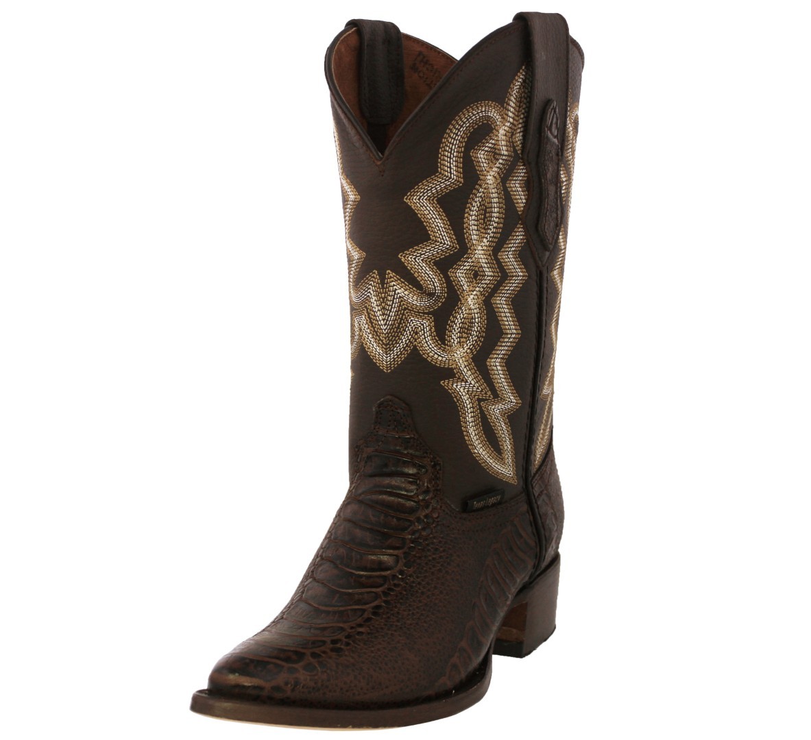 Mens Brown Rodeo Cowboy Boots Ostrich Foot Leg Print Leather Western Wear J Toe