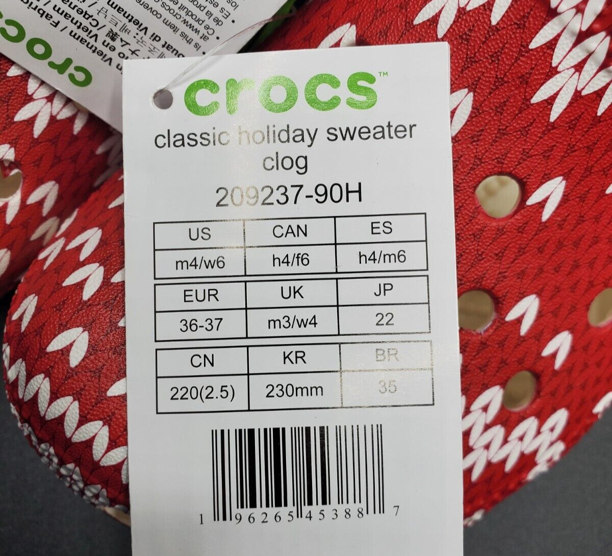 Unisex Clogs Crocs Classic Clog -Seasonal Graphic US Men 4/Women 6 Christmas Red