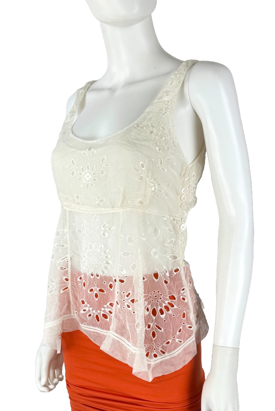 Louis Vuitton New Auth 6 US 38 FR S M Ivory Silk Sheer Dress Top Blouse Runway
