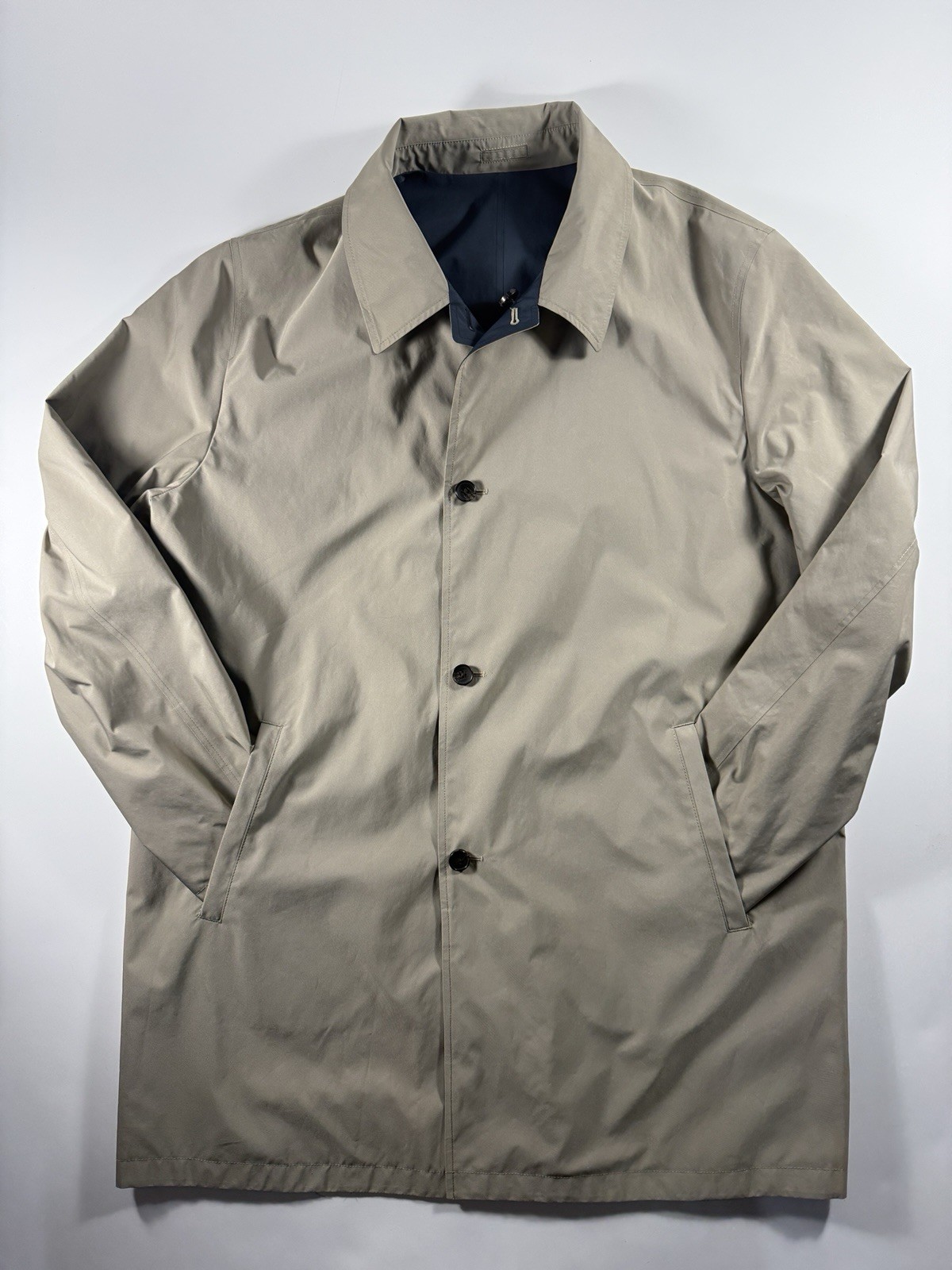 Brooks Brothers Reversible Raincoat Jacket Blue / Tan (Khaki) Men’s XXL 93986