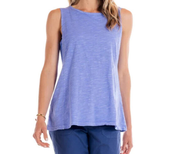 Fresh Produce medium peri blue Chloe $45 key hole cotton slub tank top nwt new m