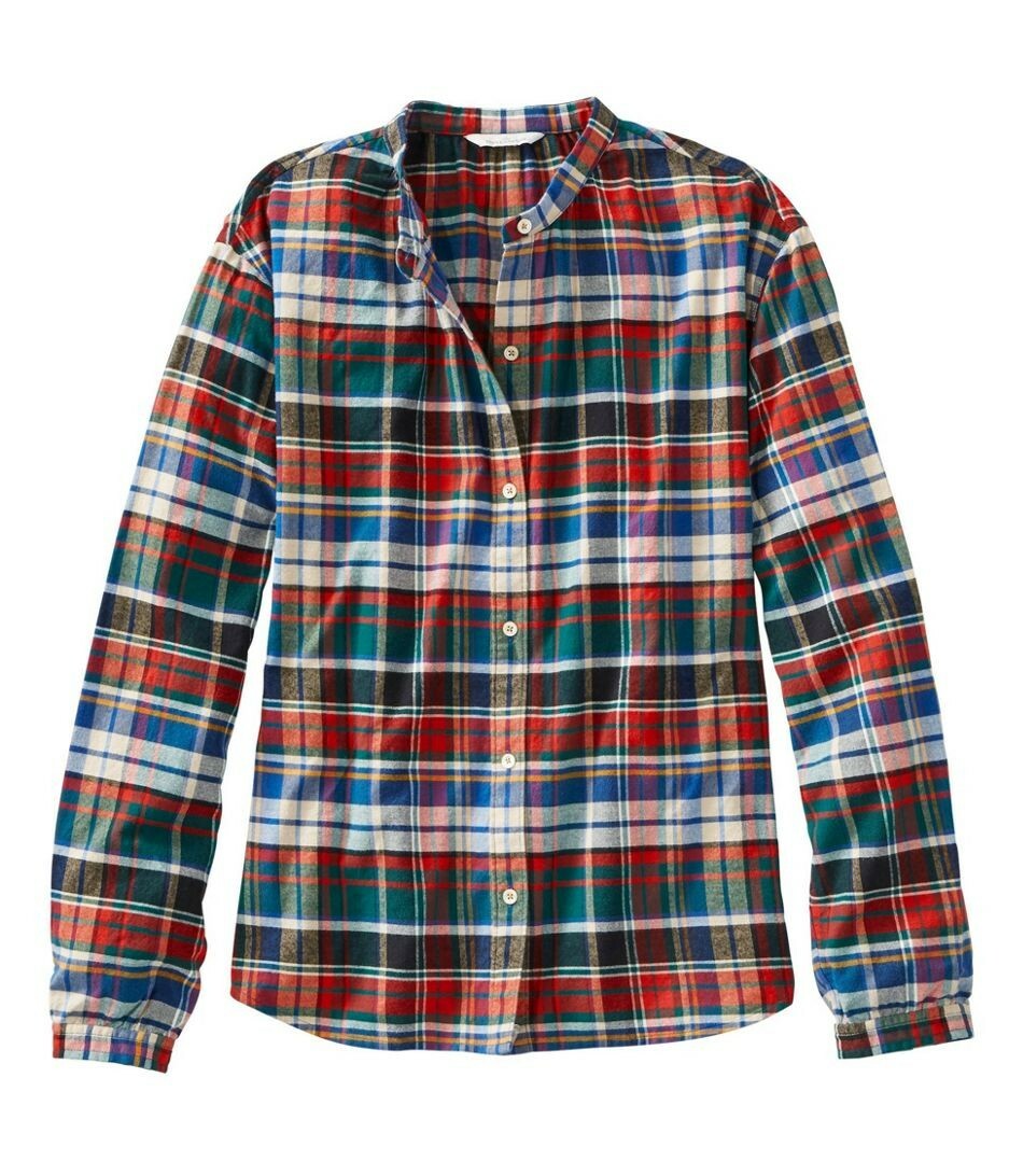 NWOT LL Bean womens Signature Lightweight Flannel Shirt, Collarless size Small
