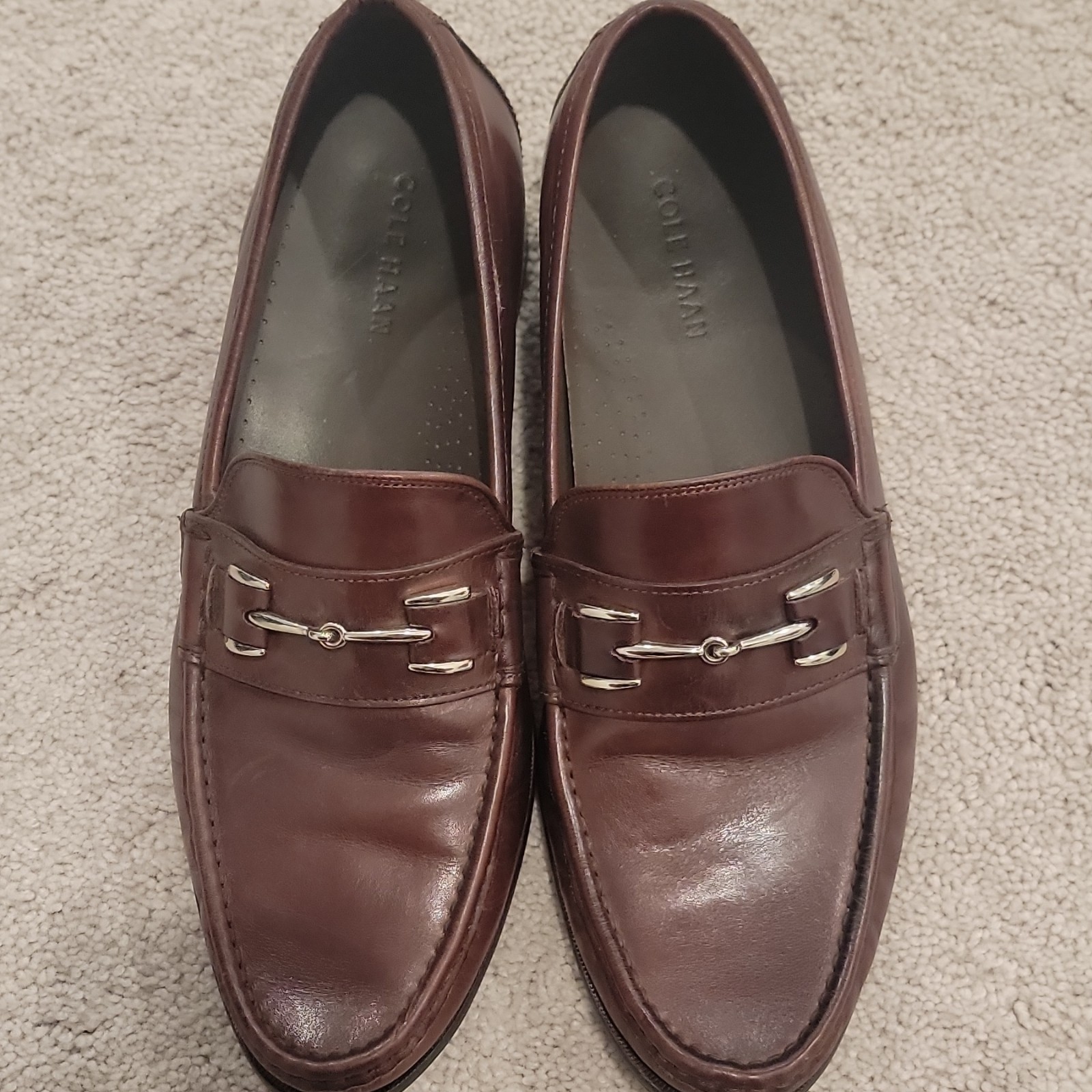 Cole Haan Men’s Brown Leather Hardware Bit Slip-On Dress Loafer 12 M