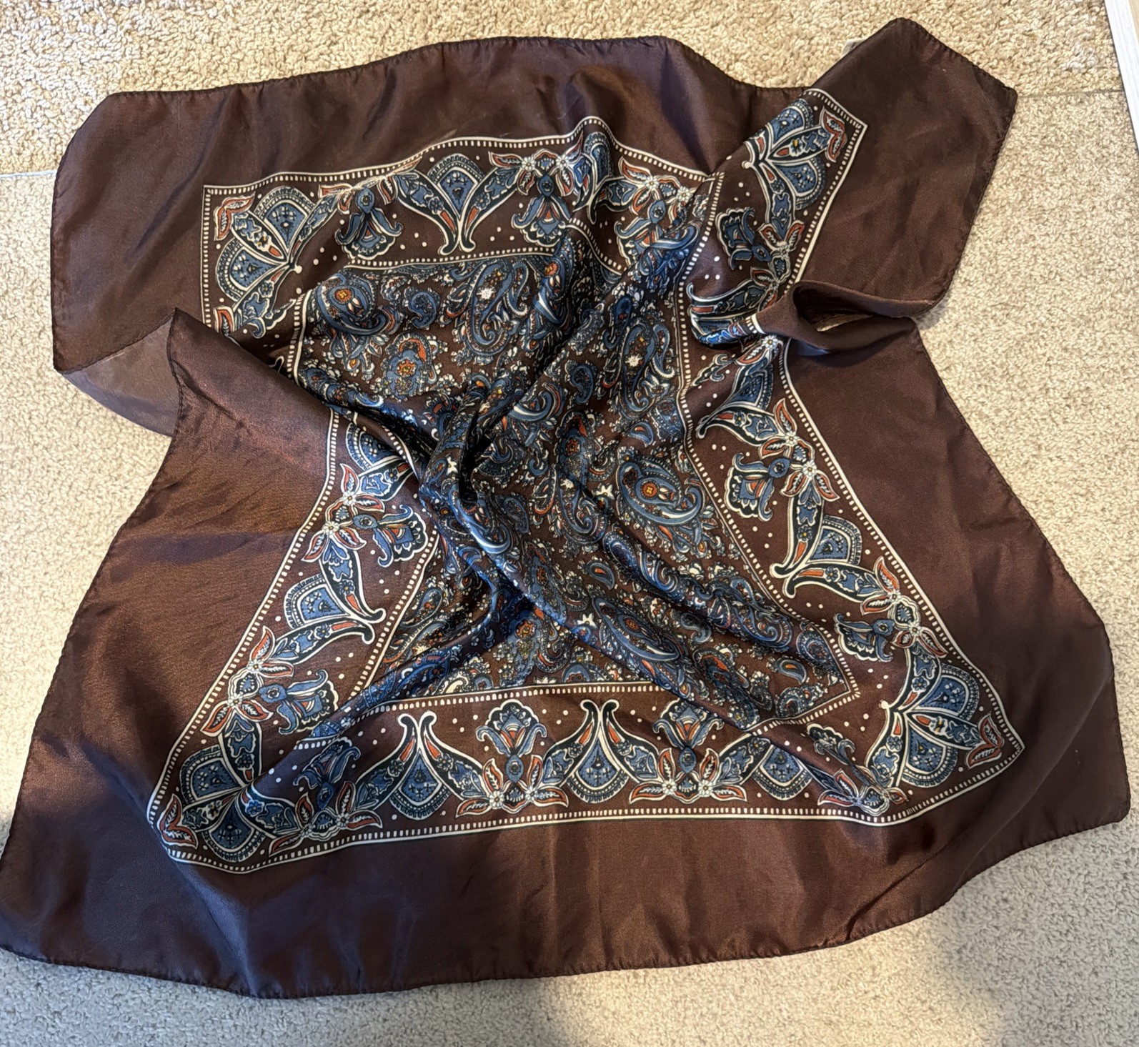 All Weather Water Repellent Scarf 100% Nylon In Brown Blue And Rust Colors