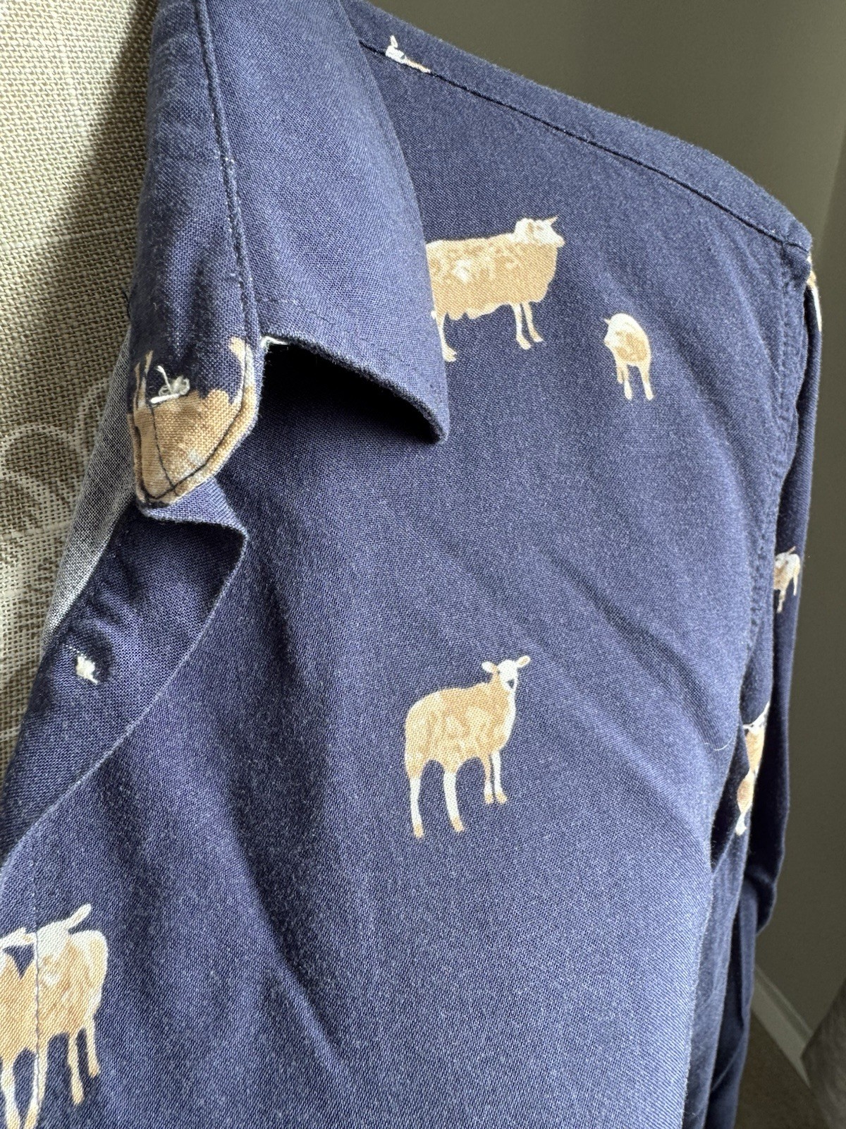RYDALE NAVY SHEEP PATTERN LONG SLEEVE VISCOSE SHIRT/BLOUSE SIZE 14