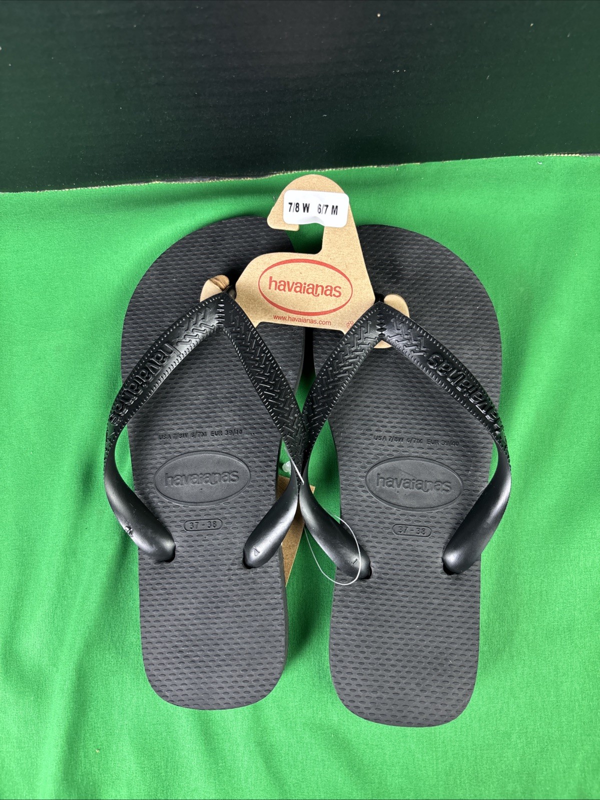 Havaianas Unisex Cushioned Footbed Flip Flop Size 7/8 W – 6/7 M Black