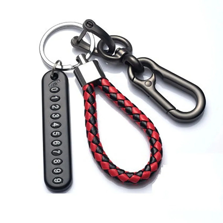 1pc DIY Phone Number Plate Keychain Leather Rope Car Key Pendant – NEW