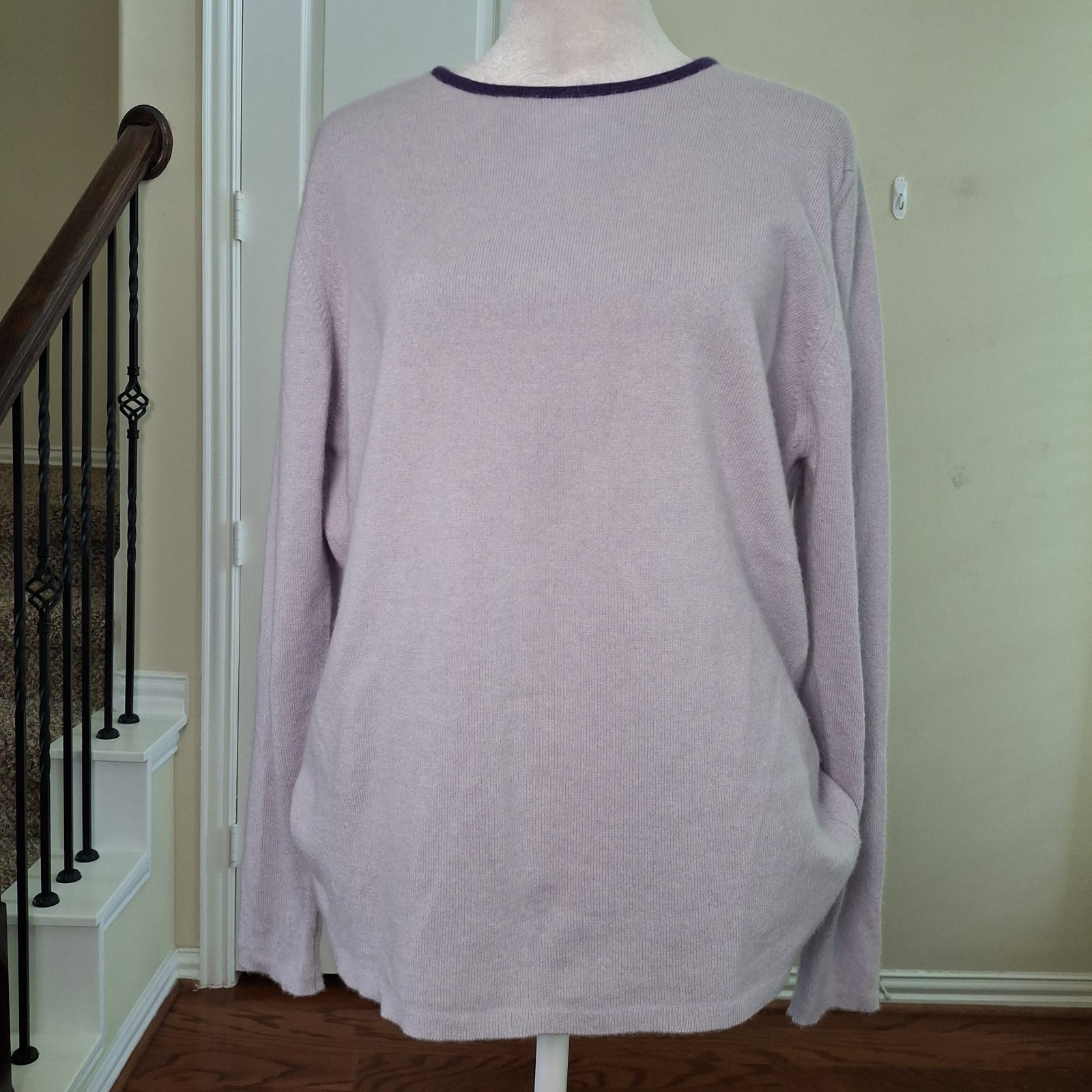 Robert Talbott 100% Cashmere Sweater Purple Women XL Open Back Preppy Old Money