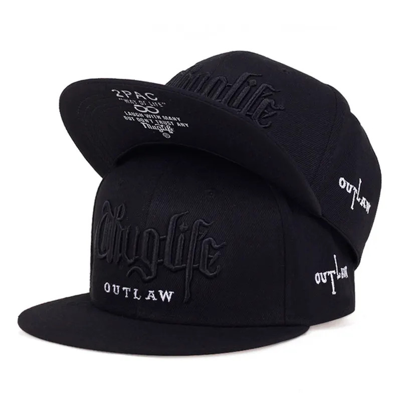 2Pac Thug Life Baseball Cap Hat Tupac Shakur Outlaw Rap Flat Brim Snapback