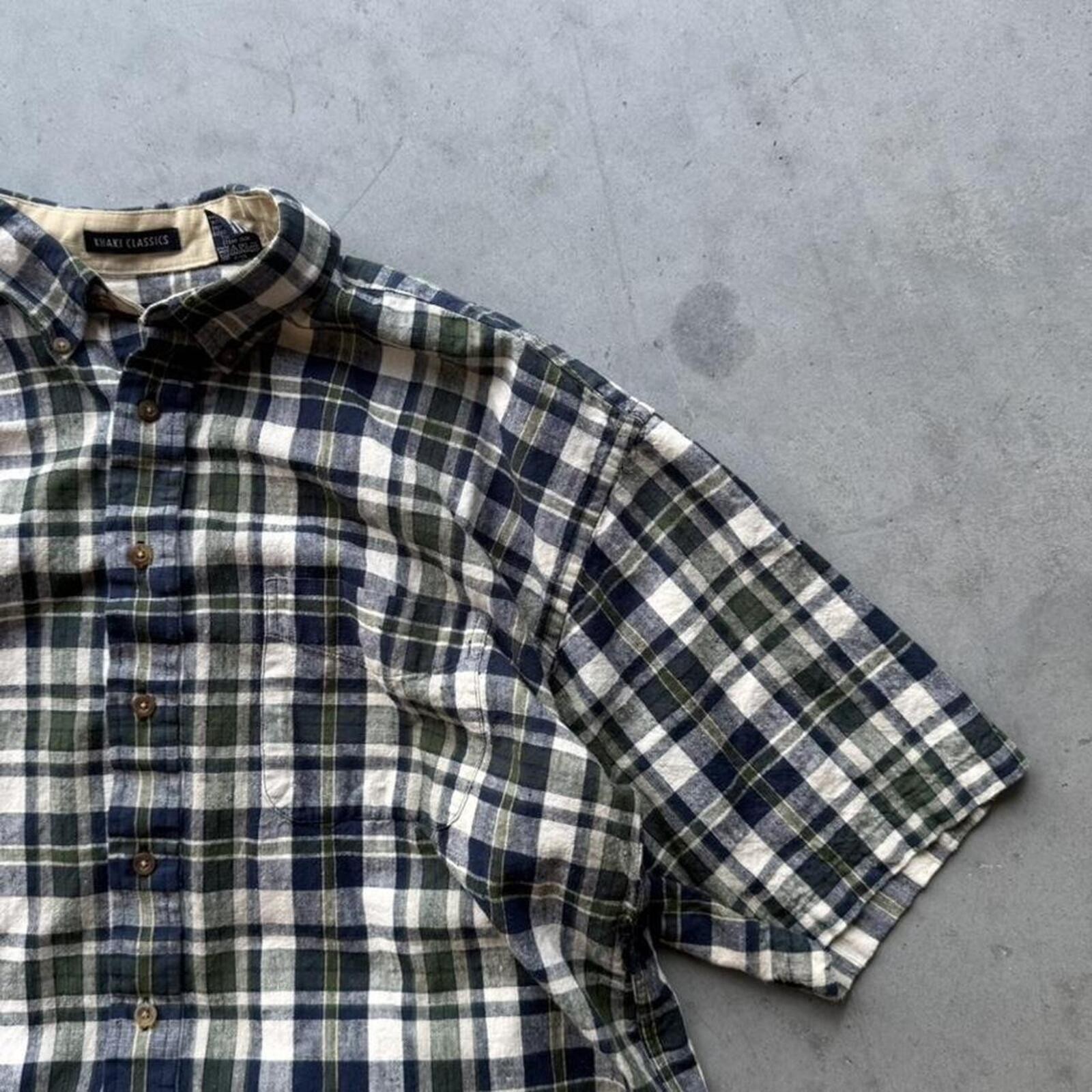 van heusen plaid button up shirt linen