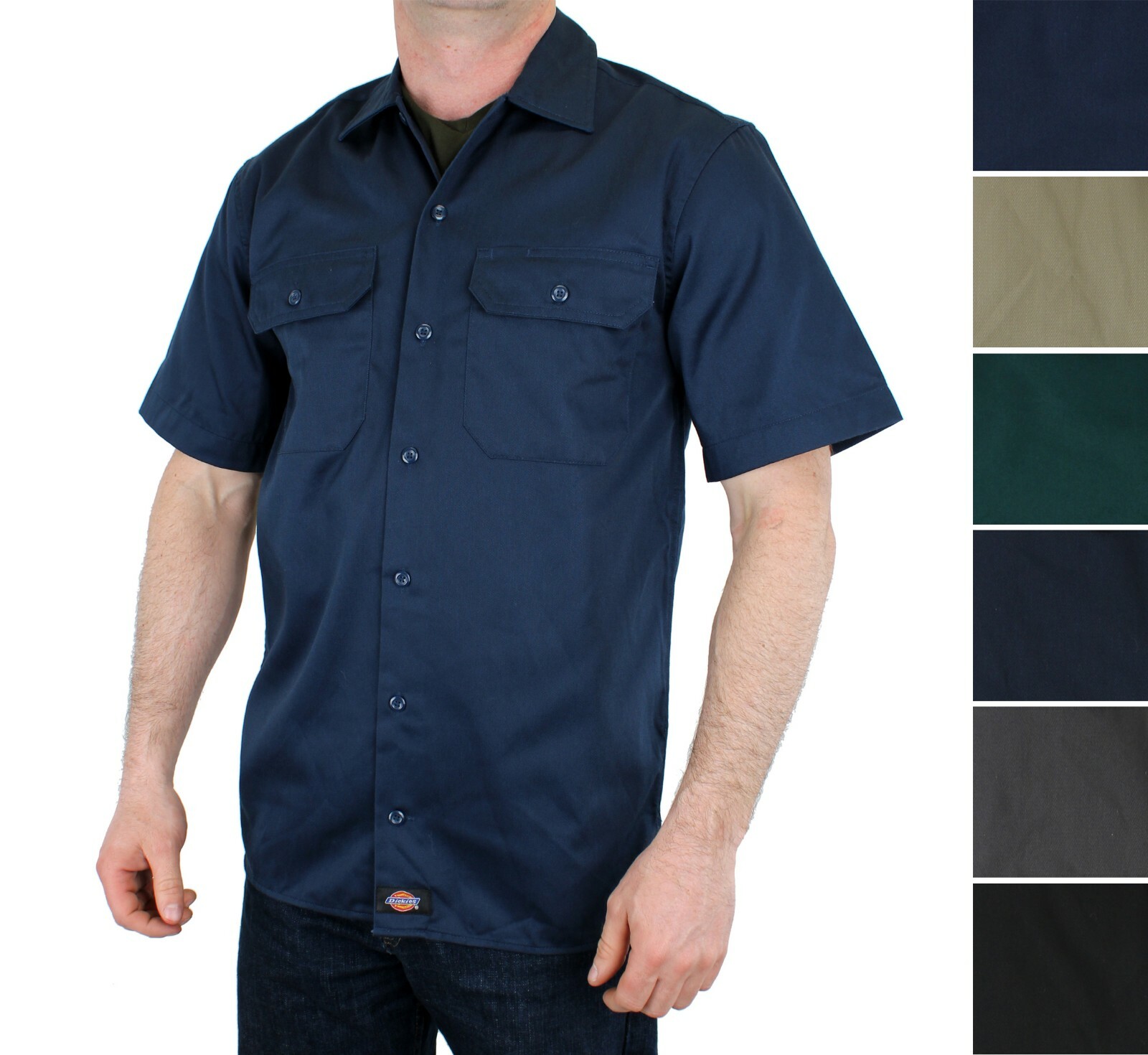 Dickie’s Men’s Work Shirts, Cotton Blend Short-Sleeved Shirts, Front Pockets