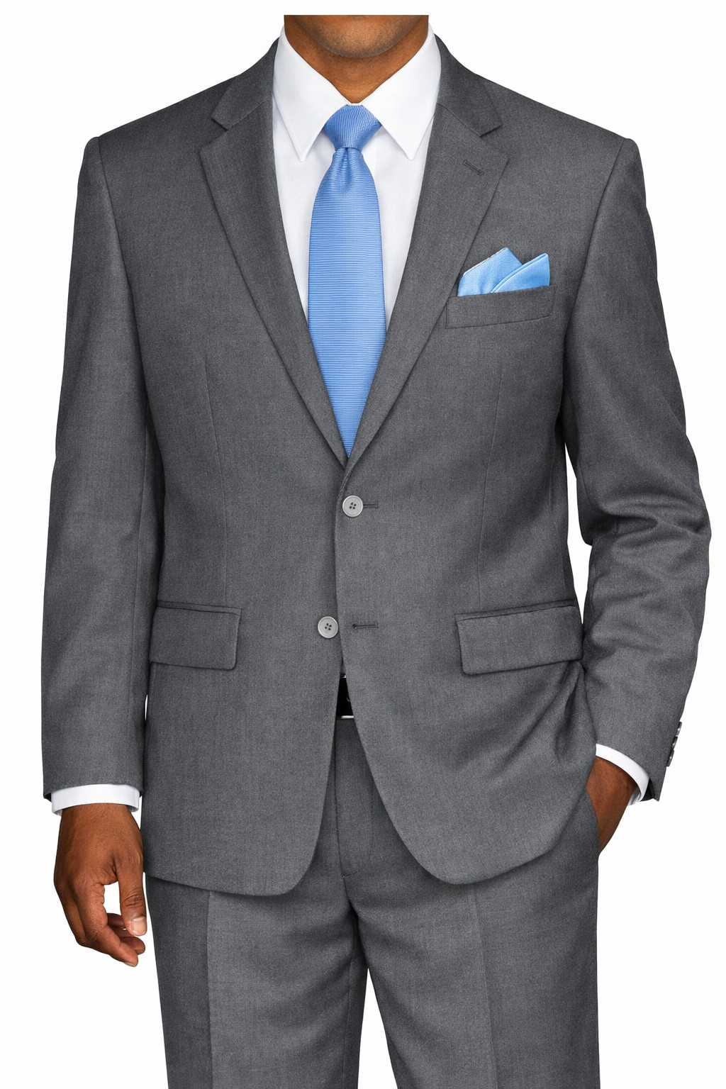 Men’s 2-Button Suit Wool Feel Single Breasted Regular Fit Black, Gray, White,Tan