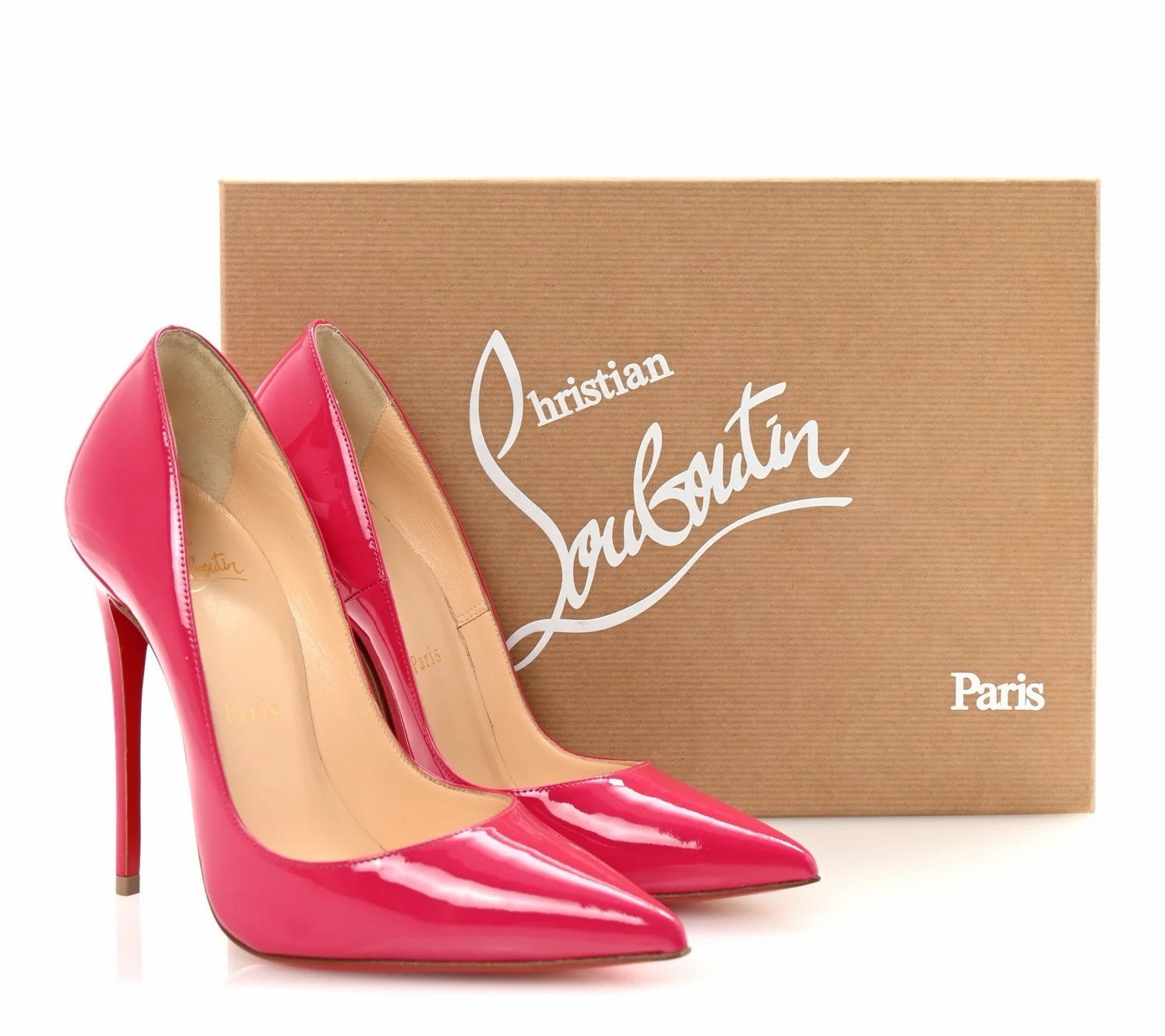 Christian Louboutin Pink Patent Leather Pointed Toe Pumps Slip On US 10