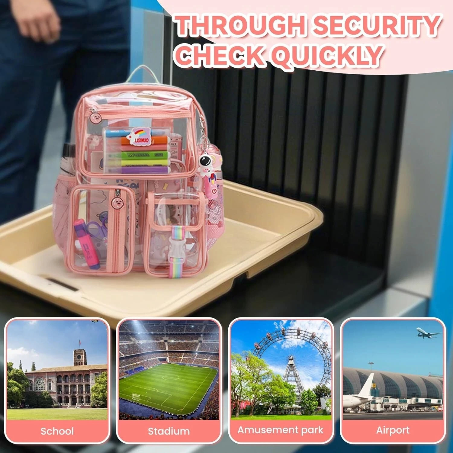 Clear Backpack Heavy Duty Transparent Backpacks Stadium Approved Women Men Kids