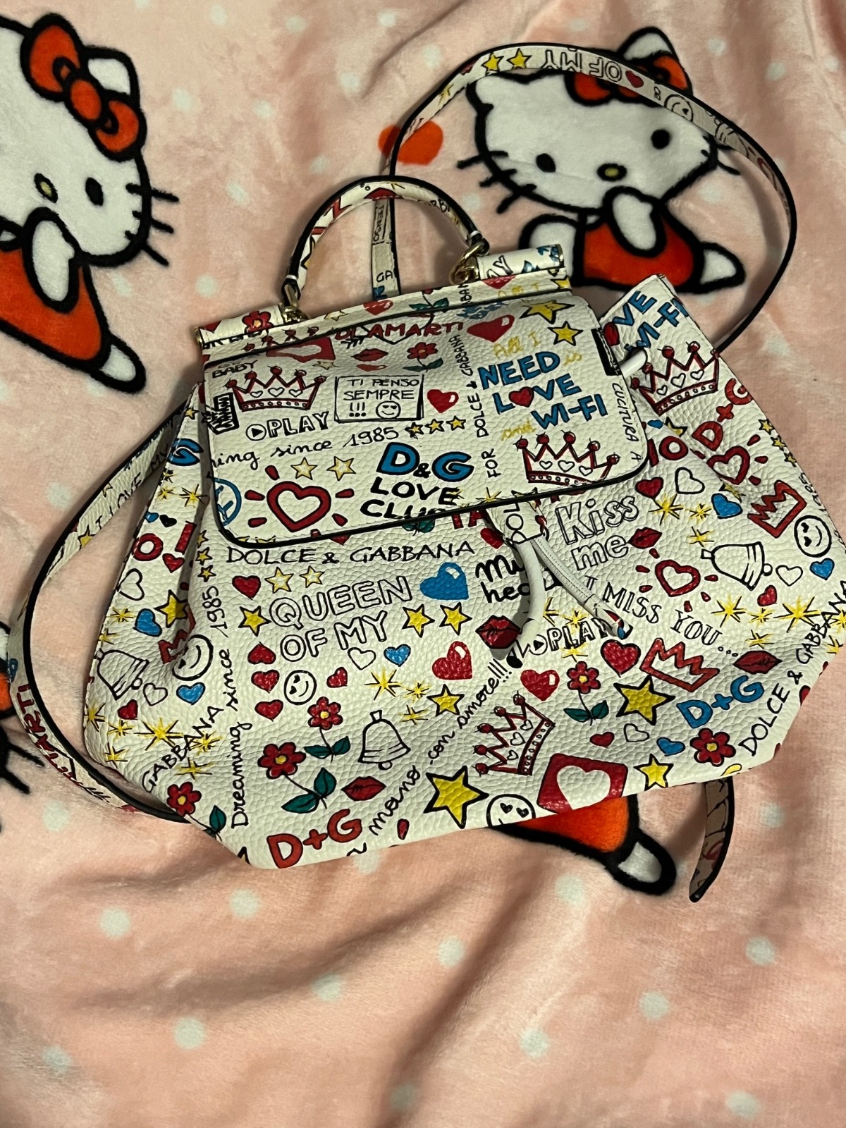 Dolge & Gabana Multicolor Doodle Print Women’s Satchel