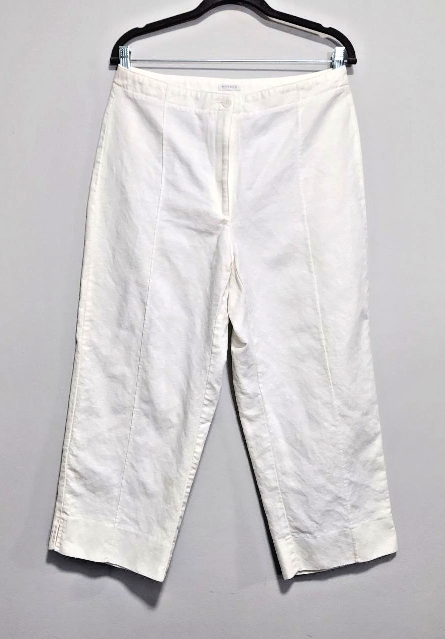 Liz Claiborne Dress Pants 12 White Linen Blend Capri Michaela Wrinkle Free
