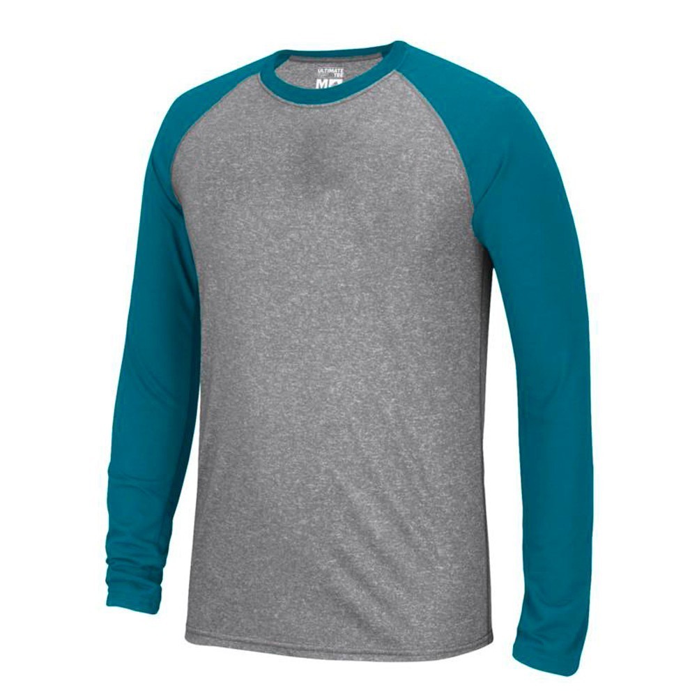 Adidas Men’s Grey Teal Green Climalite Ultimate Performance Long Sleeve T-Shirt