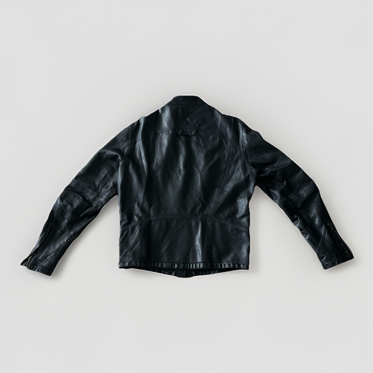 VKNAGRANI Mens Black Lambskin Leather Cafe Racer Moto Jacket Italy 48 US 38 M