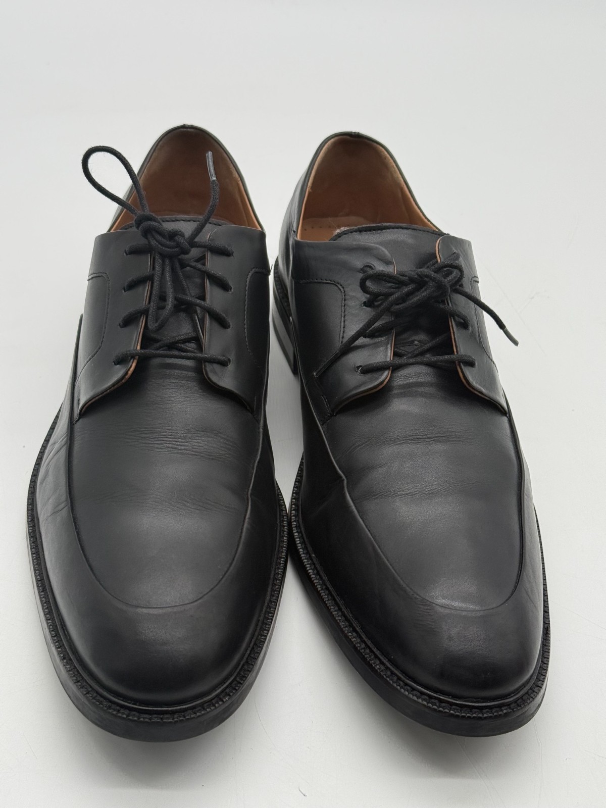 Cole Haan Grand OS Mens Black Leather Apron Toe Derby Dress Shoes Size 11.5 M