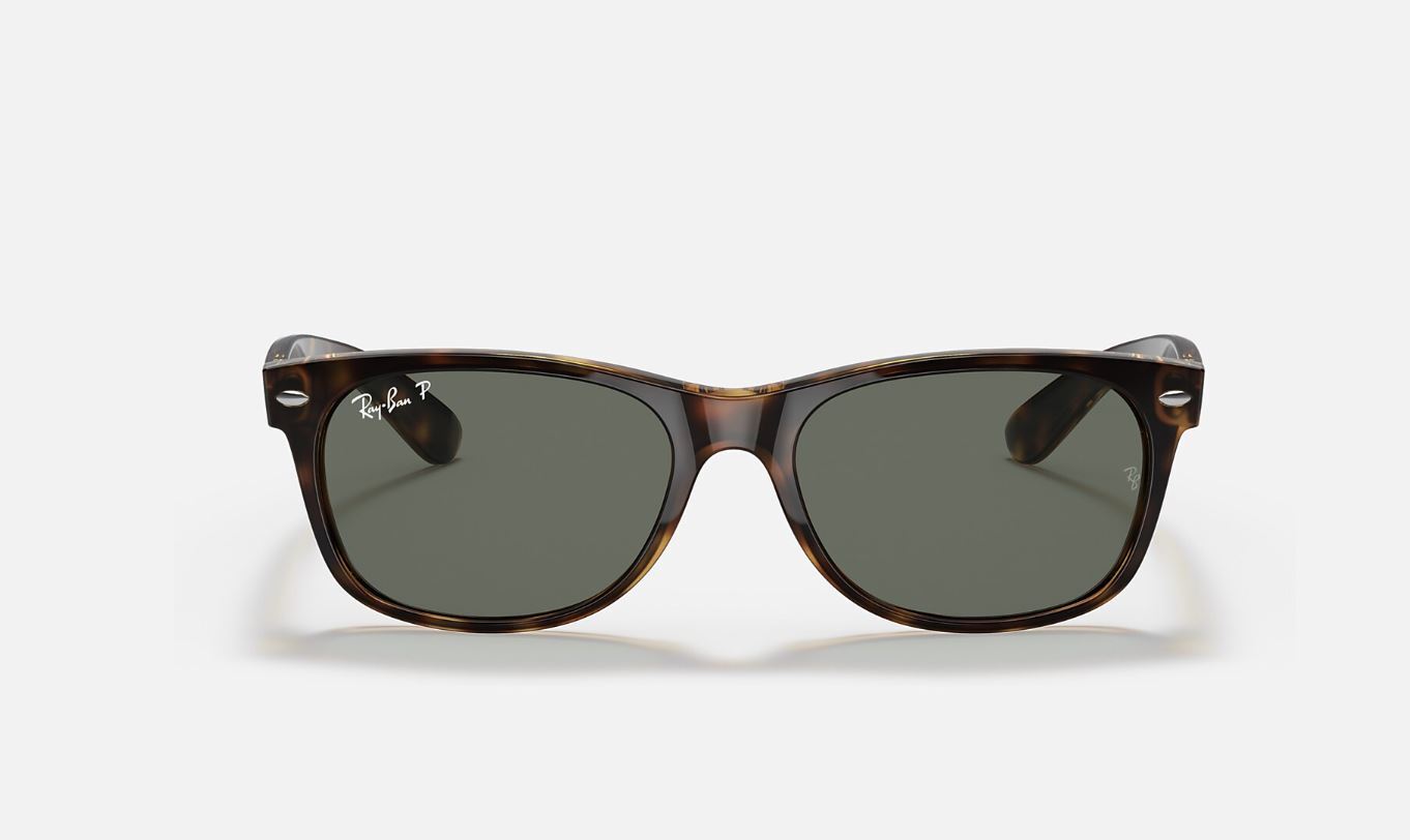 Ray-Ban New Wayfarer Tortoise / Green Polarized 58mm Sunglasses RB2132 902/58 58