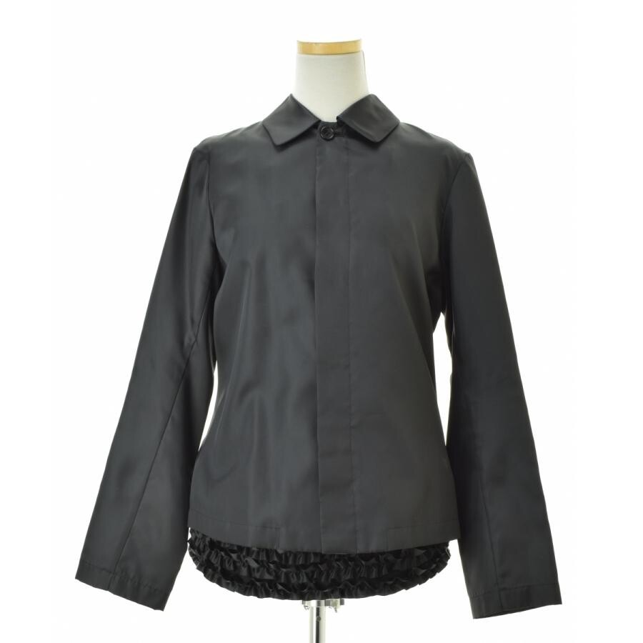 Vintage COMME des GARCONS TRICOT 90s Dark Gray Ruffle Blouse M Button Auth