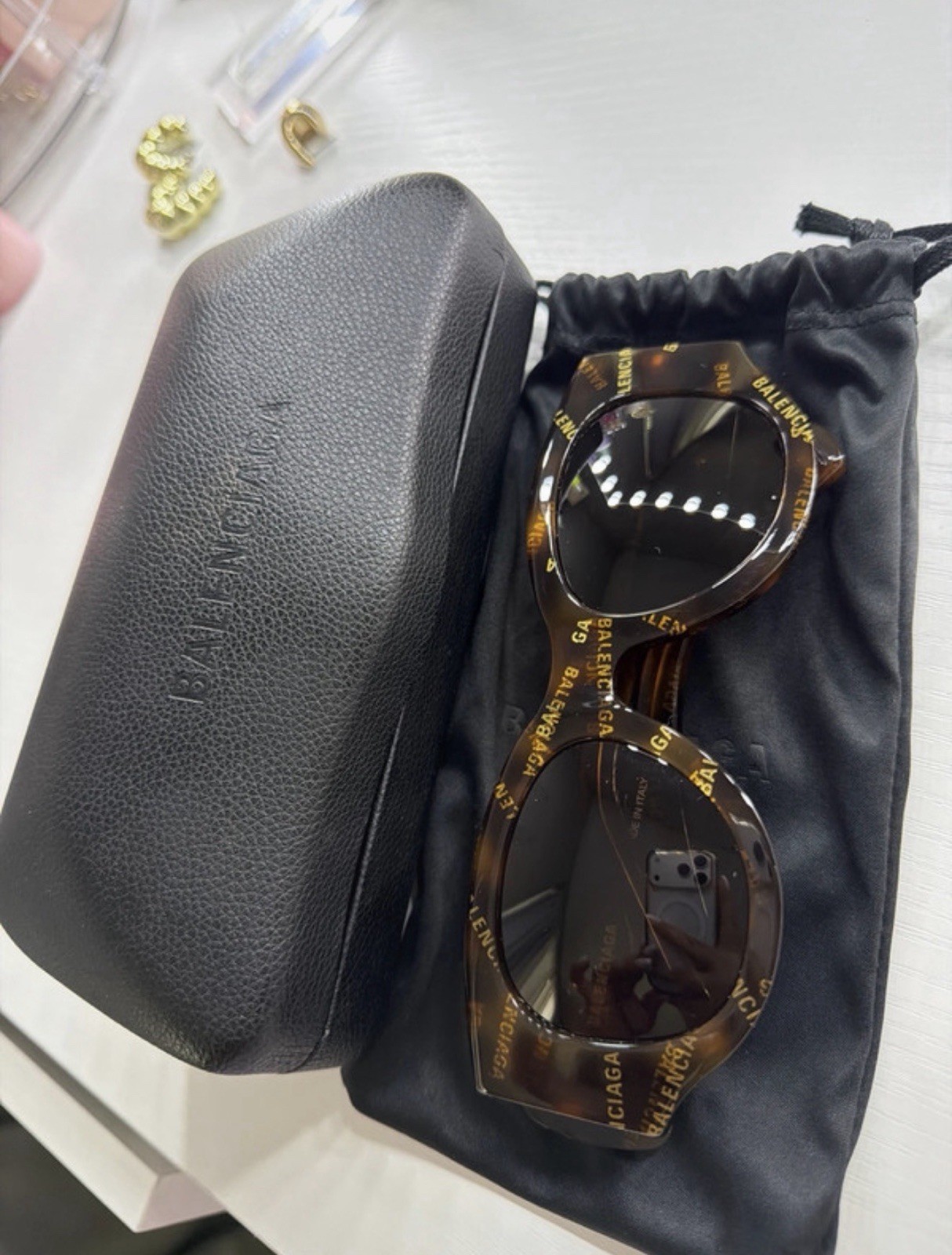 Balenciaga BB0070S Tortoise Brown Round Sunglasses Tinted Logo UV 50-22-135