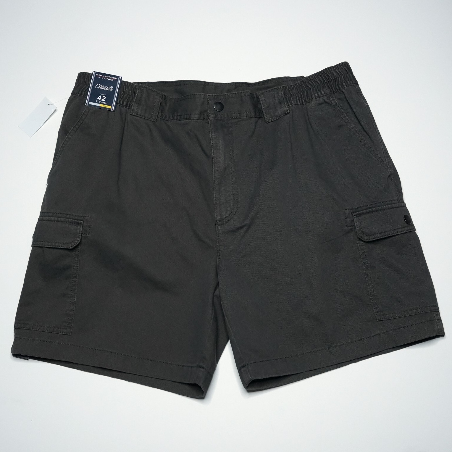 Roundtree & Yorke Casuals Men’s Cargo Shorts XL 42″x7″ Ash Brown 100% Cotton NWT