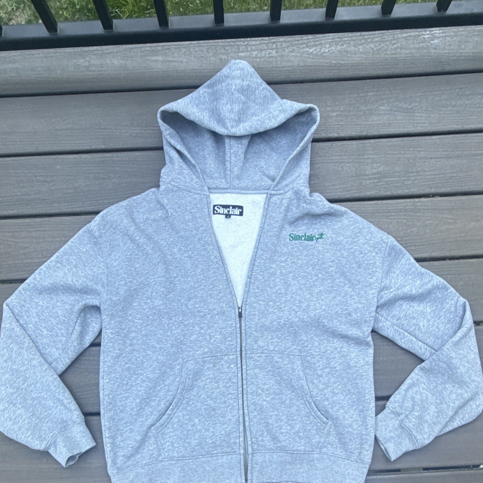 Sinclair Gray Full Zip Hooded Fleece Hoodie Logo Cotton Blend Men’s Size S