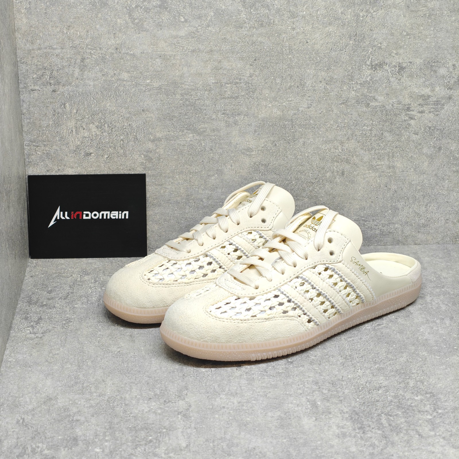 Adidas Originals Samba Mule Woven ‘Crew White’ Slippers Womens Light KH7719