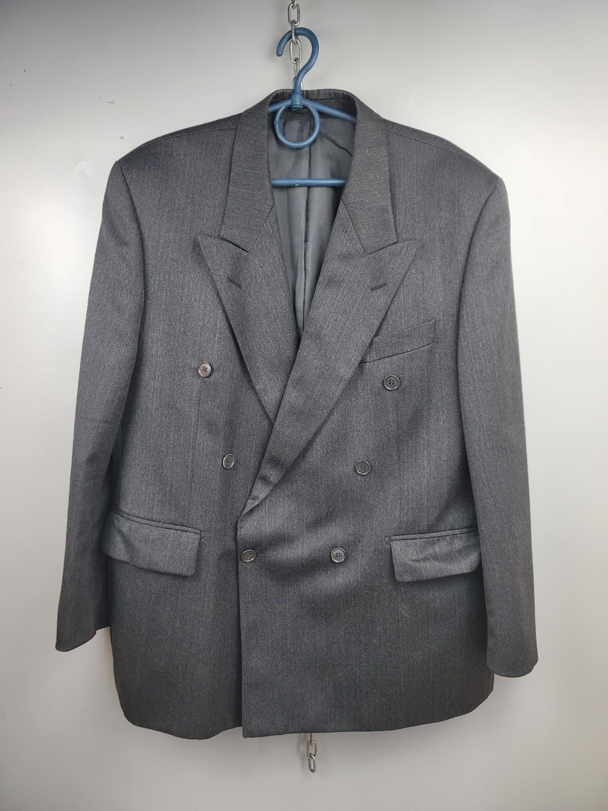 YSL Yves Saint Laurent Double Breasted Vintage Gray Suit Mens Size IT 56S