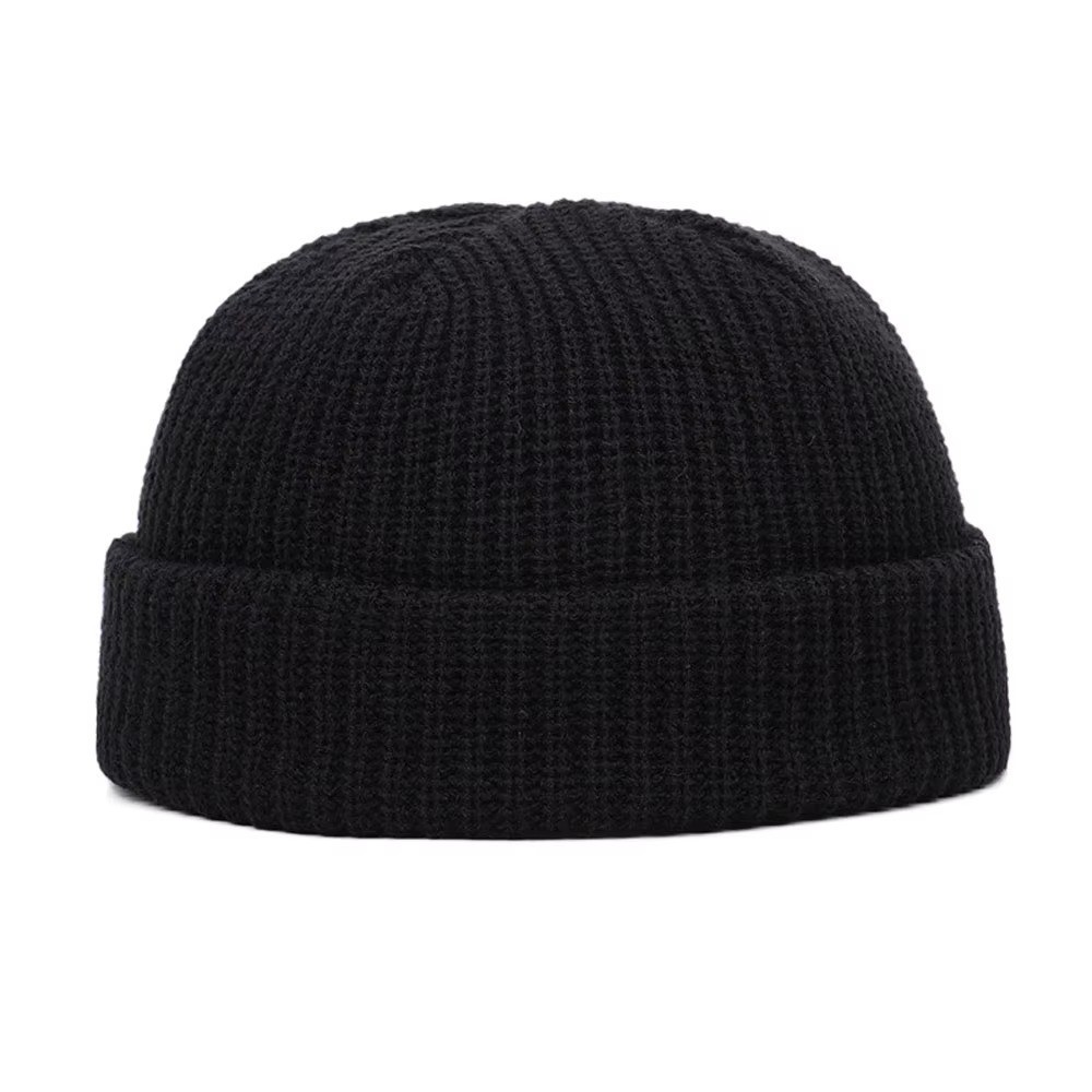 Mini Short Fisherman Beanie Hat Ribbed Docker Winter Warm Knitted Skull Cap cuff