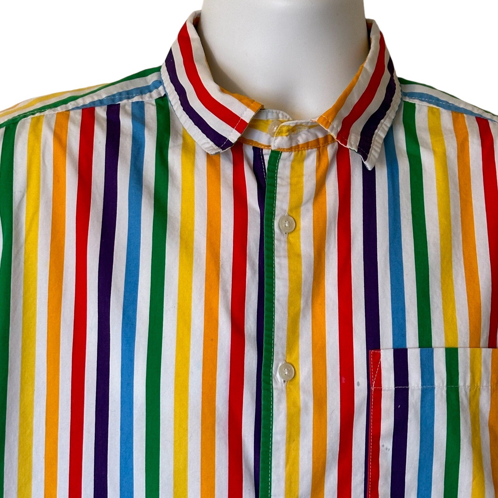 Trinity Collective Mens Rainbow Button Down Shirt Stripes Med Vintage Gay Pride