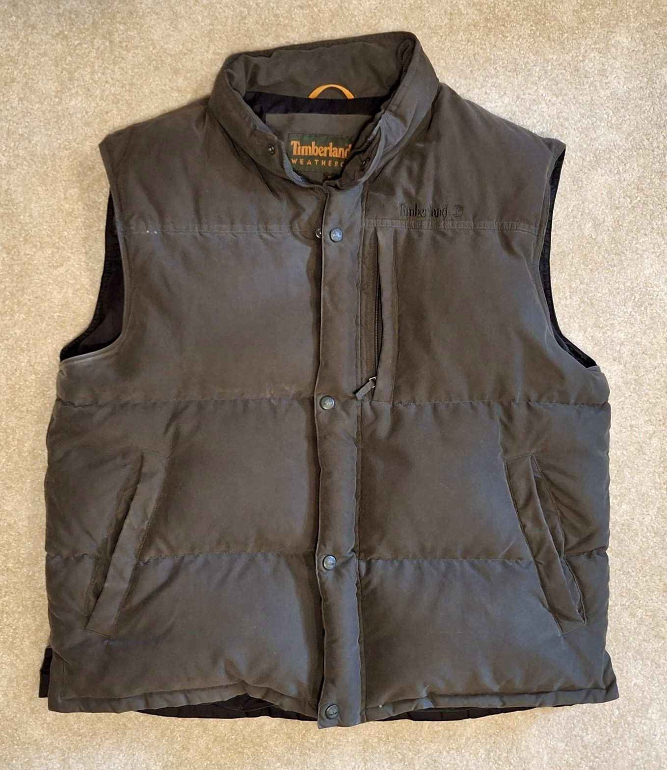 Vintage Y2K Mens Sz XL Timberland Weathergear Down Puffer Vest Olive Green #7891
