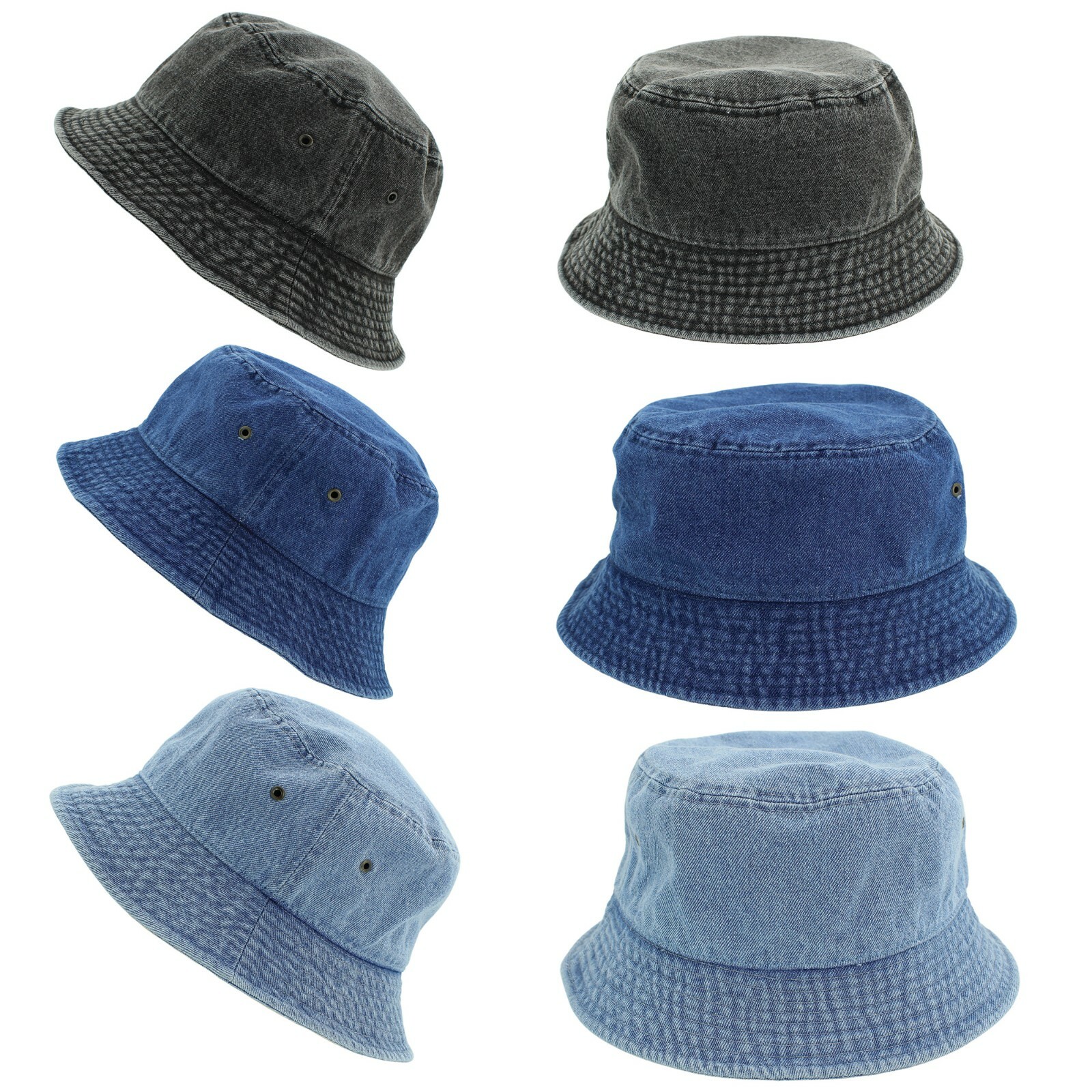 Newhattan Denim Bucket Hats, Solid Colors, Unisex, 100 cotton – S/M L/XL