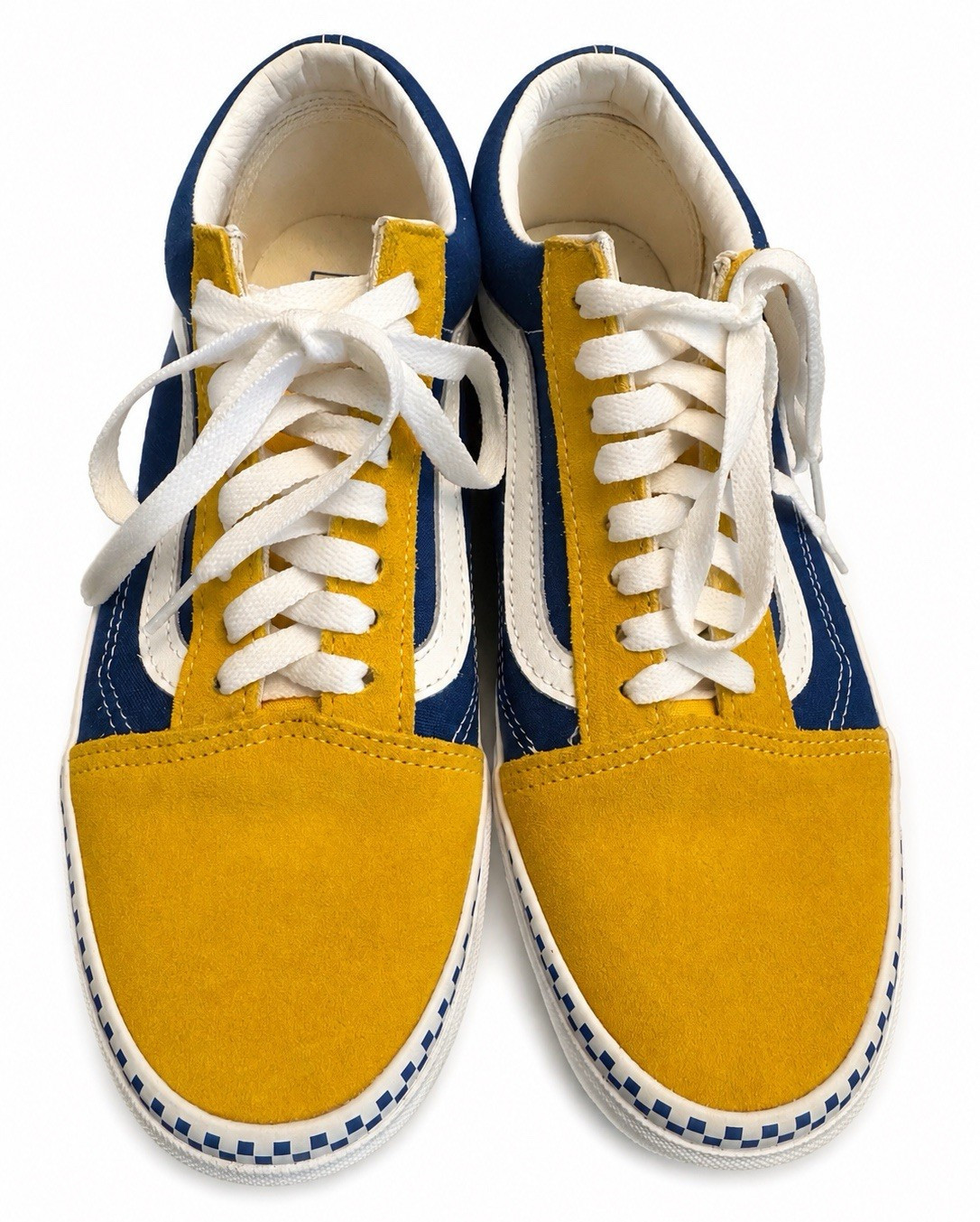 Vans Old Skool Blue Yellow Checkerboard Men’s Size 8.5 Excellent Pre-Owned
