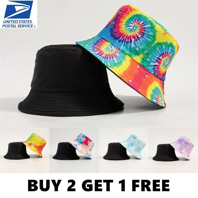 Tie-Dye Bucket Hat Cap Double-sided Bucket Hat Fisherman’s Cap Men Women Cotton