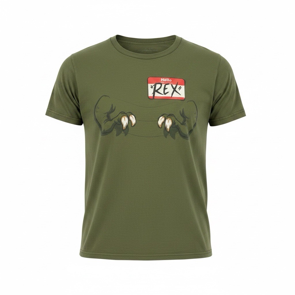 Women’s T Shirt MED – Green – My Name is Rex – PRE-OWNED GOOD