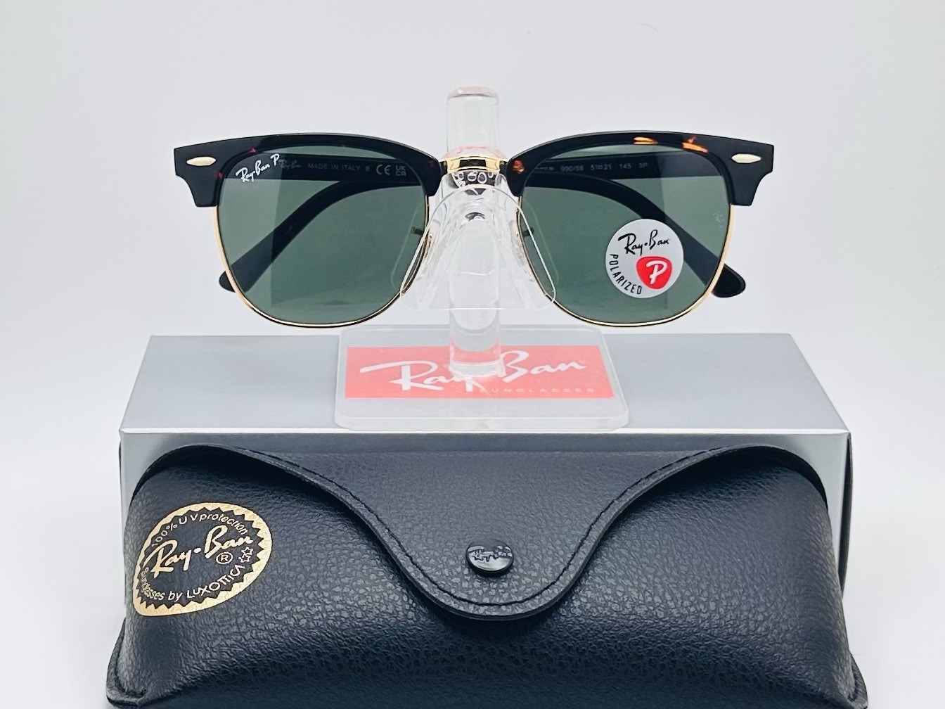 Ray-Ban RB3016 Clubmaster Classic 51mm Polarized Sunglasses Havana / Green Lens