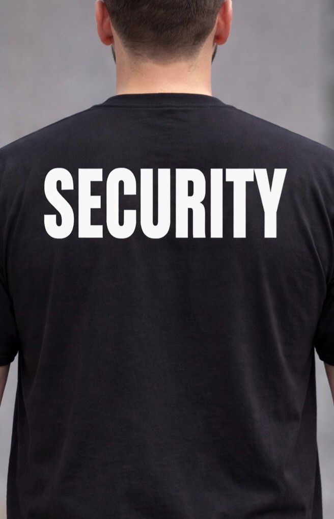 Security Printed left Chest & Full Back T-Shirt