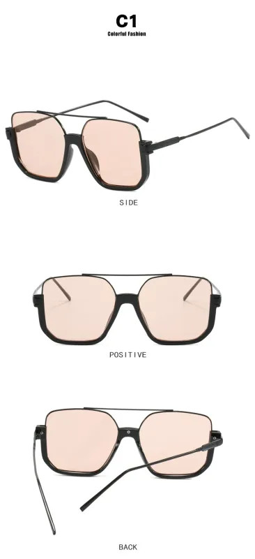 Double Bridge Square Sunglasses for Women Fashion Half Frame Sun Glasses Ladies