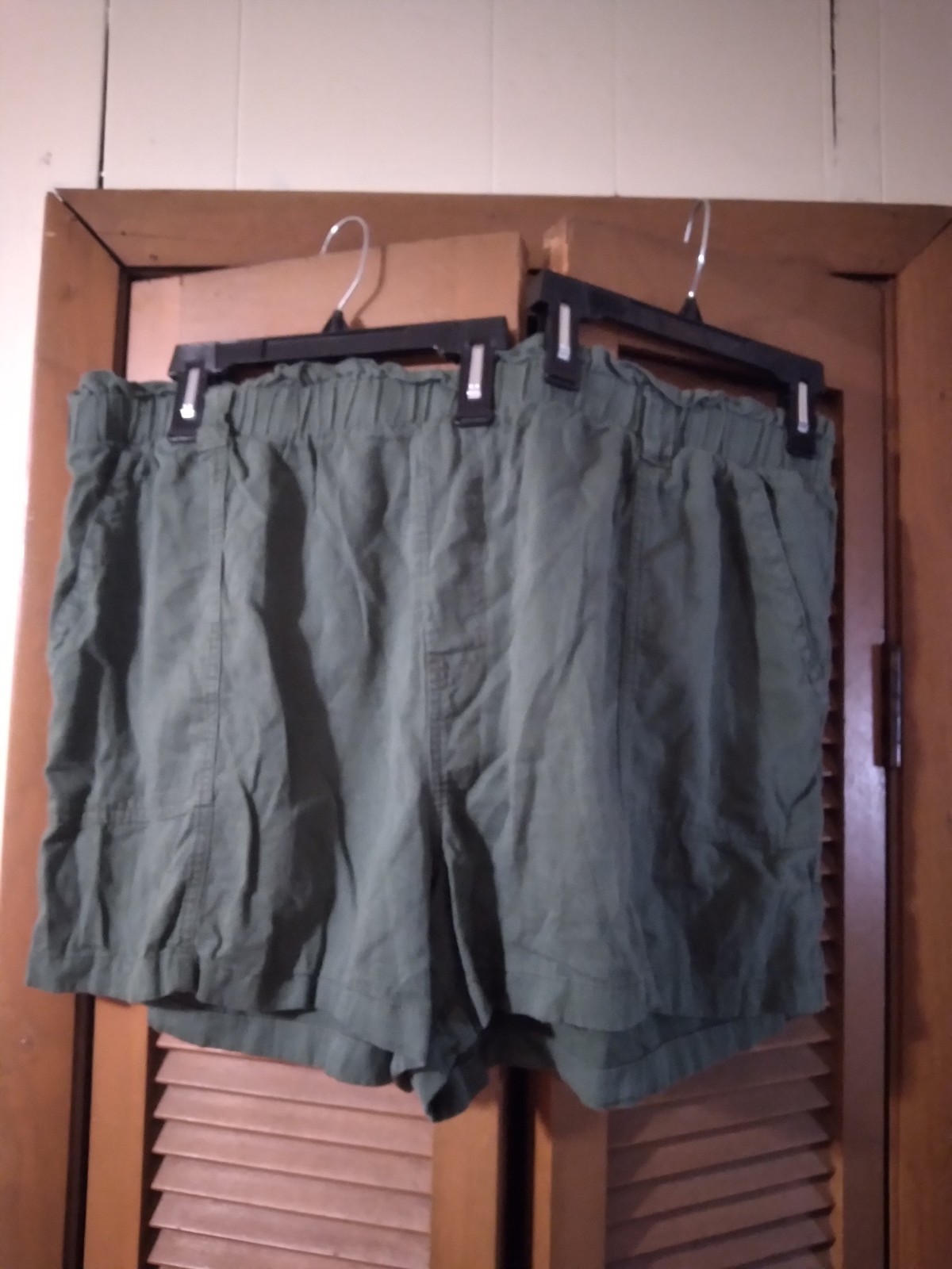3X 24W-26W TERRA & SKY OLIVE GREEN PAPERBAG WAIST BELT HOOPS SHORTS