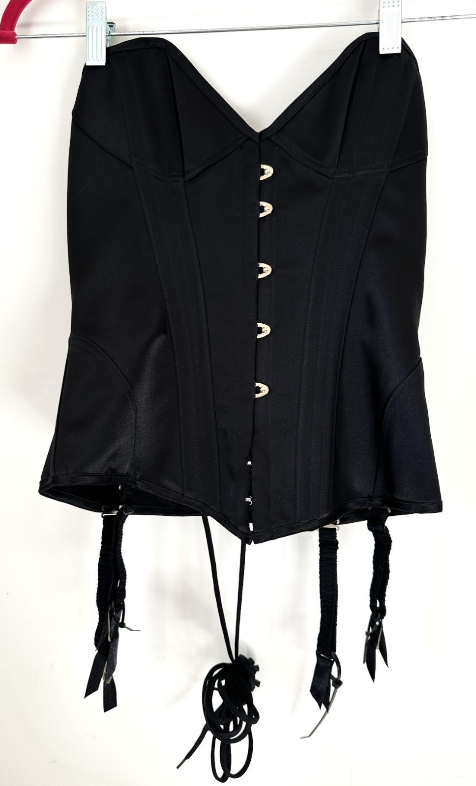 Agent Provocateur Knickers Forever Silk Satin Black Lace-Up Corset 4/M 38 C