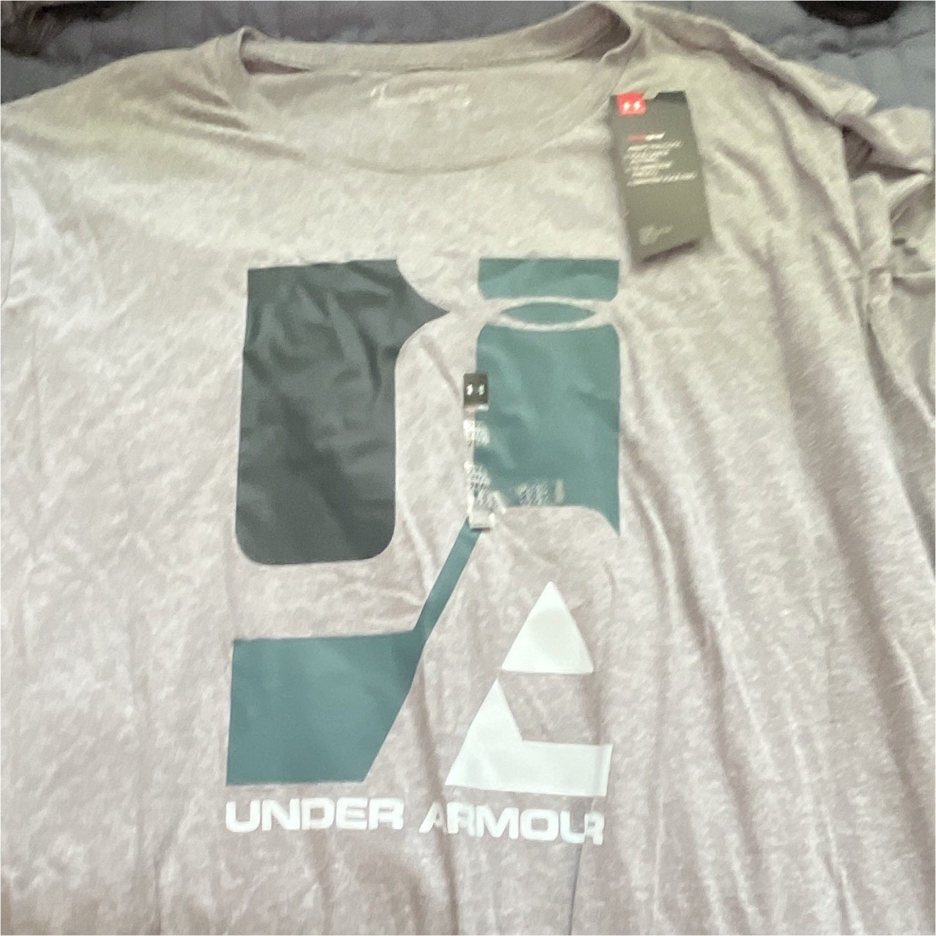 Under Armour HeatGear Men’s Gray 2XL SS Crew Poly Loose Graphic Logo Tee
